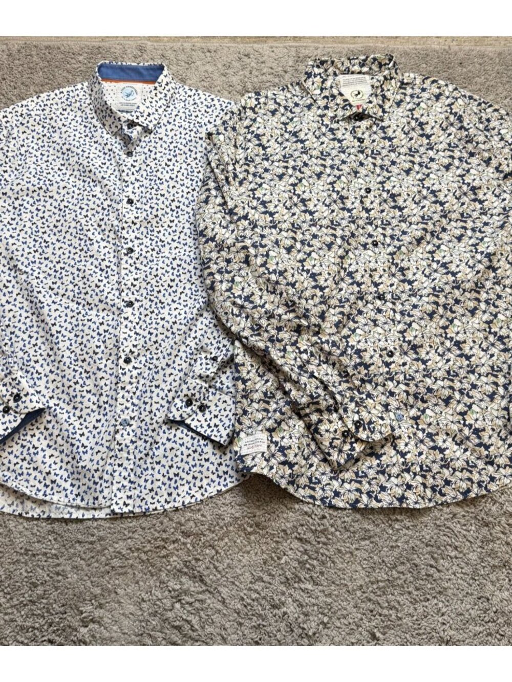 A Fish Named Fred Lot of 2 Shirts Butterflies Floral Mens Size XL US Long Sleeve